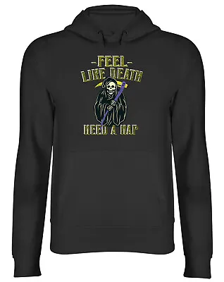 Buy Feel Like Death Hoodie Mens Womens Need A Nap Gothic Grim Reaper Funny Top Gift • 17.99£