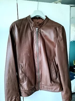 Buy Alexander Caine Tan Racer Leather Jacket - Medium RRP £199. • 39.99£