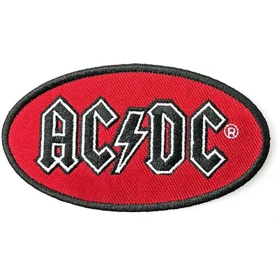 Buy AC/DC Iron-On Woven Patch ACDC OVAL LOGO: Red Black Official Licenced Merch Gift • 4.30£