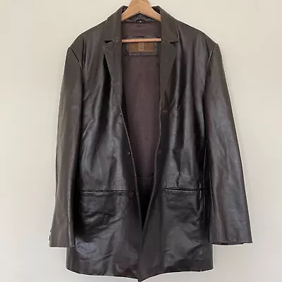 Buy Vintage Leather Jacket Men's Casa Das Peles Dark Brown Size M Front Pockets • 24.99£