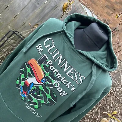 Buy Official Guinness St Patricks Day Toucan Graphic Hoodie Hoody Green M • 39.99£