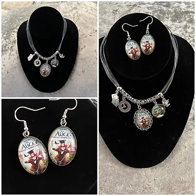 Buy Unique Alice In Wonderland Necklace Earrings Jewellery Set Johnny Depp Gift • 17.95£