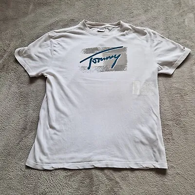 Buy Tommy Jeans Shirt Mens Medium White 100% Cotton Short Sleeve New York 1985 TJ • 5£
