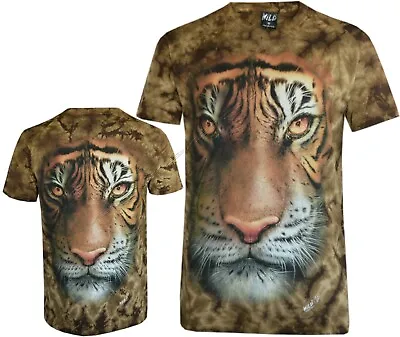 Buy Tie Dye T-Shirt Bengal Tiger Large Face Design Siberian Glow In The Dark By Wild • 14.99£
