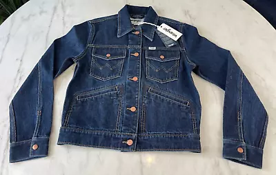 Buy Wrangler - Women's Dark Indigo 'Muddy Blues' Denim Jean Heritage Jacket - Small • 55£
