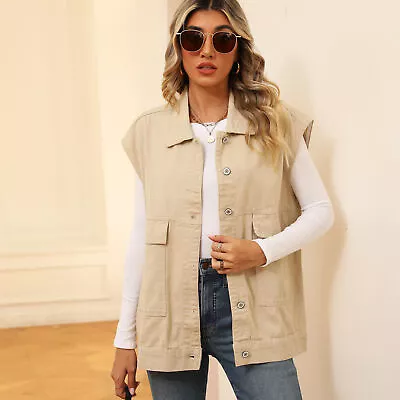 Buy Ladies Denim Gilet Jacket Jeans Coat Sleeveless Womens Baggy Oversized Waistcoat • 26.88£