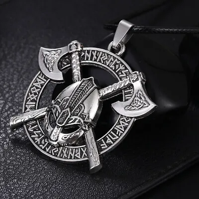 Buy Vikings Rune Charm Necklace Slavic Amulet Pendant Necklaces Men Jewelry Gift:da • 3.59£