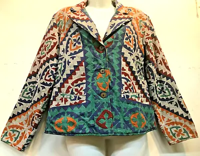 Buy Nwt SACRED THREADS Hippie Gypsy Boho Pocket Funky Cotton Lined JACKET COAT TOP L • 40.68£