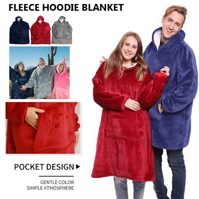 Buy Hoodie Blanket Adult Oversized Sherpa Fleece Extra Large Giant Hooded Sweatshirt • 8.97£