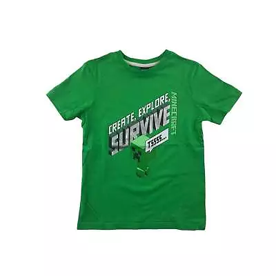 Buy George T-shirt 7-8 Years Green Minecraft Creeper Graphic Print Cotton • 3£