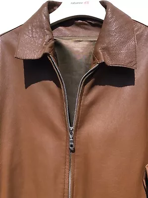 Buy Woodhouse London Vintage Light Brown Zip Fronted Leather Jacket In Large Size. • 75£