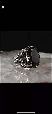 Buy Silver Ring 925 Jewelry  With Black Stone Mens… • 40£