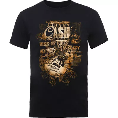 Buy Johnny Cash Guitar Song Titles Official Tee T-Shirt Mens • 15.99£