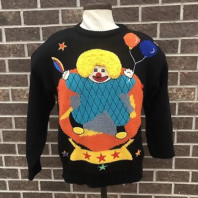 Buy Vintage Clowns And Balloons Black Ugly Holiday Sweater Palm Springs Yacht Club M • 75.59£