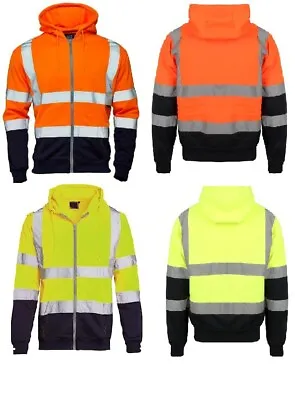 Buy Hi Viz Zip UP Hooded Orange And Yellow 2 Tone High Visibility Work Wear • 11.99£