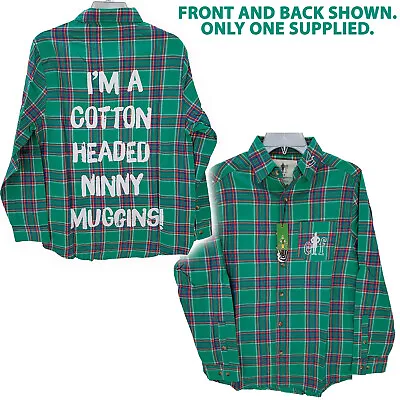Buy Cakeworthy Elf Plaid Flannel Shirt Cotton Headed Ninny Muggins Buddy Quote Xmas • 47.99£