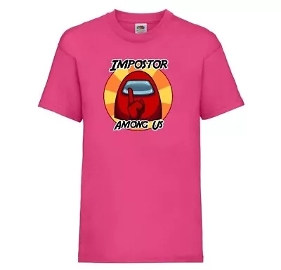 Buy Imposter Among Us 14-15 Years Gamer Tshirt Tee Pink Fushcia • 4.99£