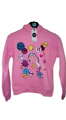 Buy NEW Girls Kids Boohoo Unicorn Emoji Baby Pink Hoodie Age 4 5 6 7 8 9 10 11 12 • 8.95£
