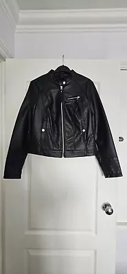 Buy BNWOT Vero Moda Faux Leather Black Biker Jacket - Medium (Size 10) • 22£