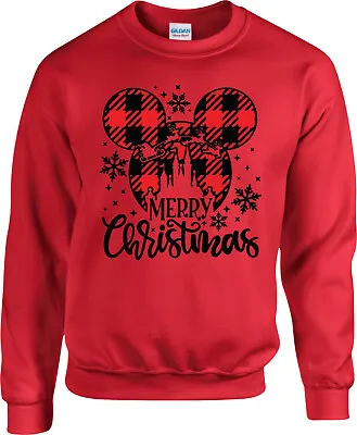 Buy Merry Christmas Mickey Sweatshirt, Mickey Mouse Head Jumper, Reindeer Sweatshirt • 23.99£