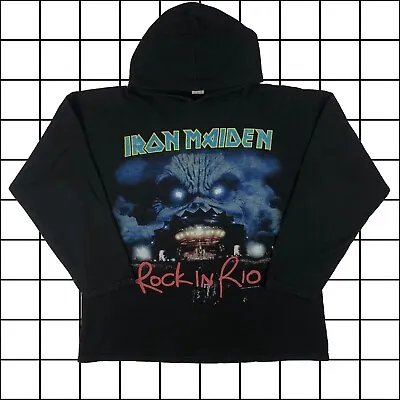 Buy Vintage 2002 Iron Maiden Rock In Rio Hoodie Black Blue XL Retro Music Classic • 105£