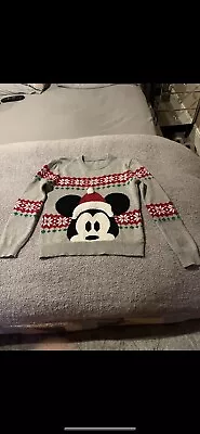 Buy Disney Store Mickey Mouse Christmas Jumper Grey Top Size 9-10 Years • 15£