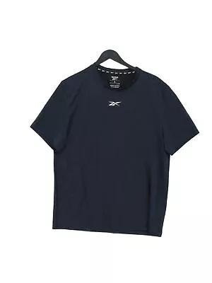 Buy Reebok Men's T-Shirt L Blue Checkered 100% Polyester Crew Neck Basic • 8£