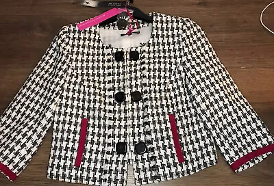 Buy M&S Limited Collection  Short  Black White Check Jacket Red Contrast Size 10 • 19.99£