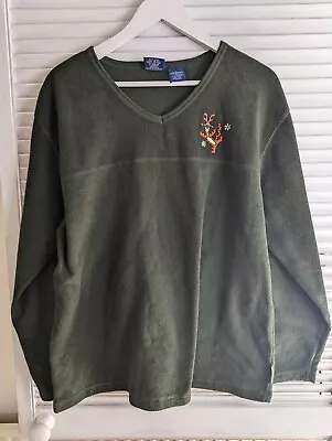 Buy Disney Christmas Tigger Green V Neck Fleece Sweatshirt Size XL • 19.99£