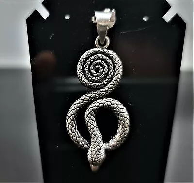 Buy Snake Pendant STERLING SILVER 925 Kundalini Swirl Occult Sacred Symbol Talisman  • 33.77£