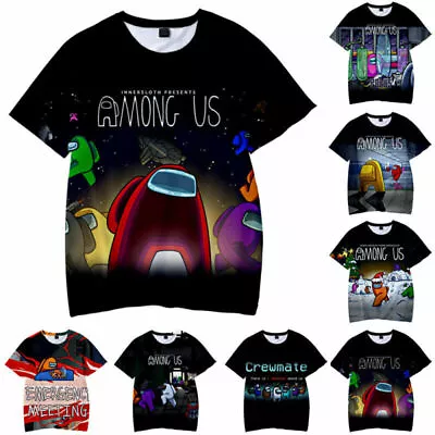 Buy Kind Boys Cartoon 3D Print Tee T-shirts Gaming Crewmate 2020 Impostor Blouse♧ξ • 12.12£