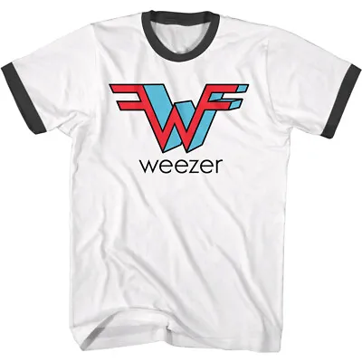 Buy Weezer Big Colored W Band Logo Men's Ringer T Shirt Rock Music Merch • 45.08£