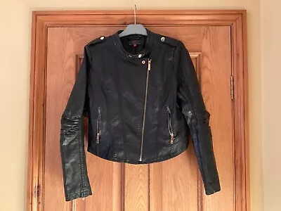 Buy NEW LOOK Black Biker Style Faux Leather Jacket Size 16 • 20£