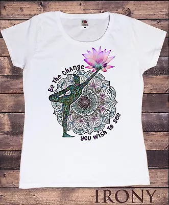 Buy Women's T-Shirts New Cotton Short Sleeve Tee - Yoga Pose Lotus Zen TS951 • 13.99£