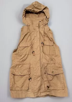 Buy Love Tree Khaki Hooded Utility Vest Jacket Size M Medium • 21.79£