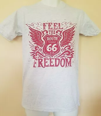 Buy Kids Route 66 Feel The Freedom T/shirt Grey With Red Print • 9.99£