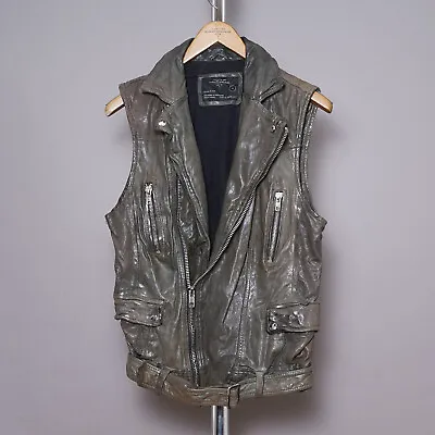 Buy ALL SAINTS VICIOUS Leather Jacket MEDIUM Mens Biker Waistcoat Sleeveless • 199.99£
