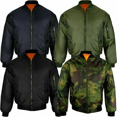 Buy MA1 Mens Classic Bomber Jacket Military Air Force Style Padded Biker Jacket S 5X • 23.99£