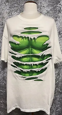 Buy Official Incredible Hulk Marvel Mens Rip Through Chest T Shirt Fancy Dress XL • 14.99£