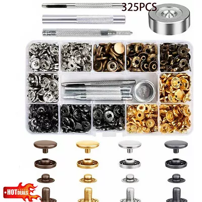 Buy 325Pcs Heavy Duty Snap Fasteners Press Studs Kit &Poppers Leather Button Tool • 6.98£