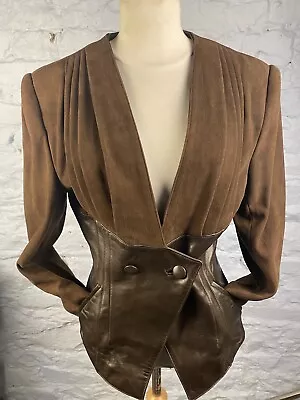 Buy Vtg 100% Authentic JEAN CLAUDE JITROIS Brown Iconic Leather Jacket Uk 6 Fr 34 • 160£