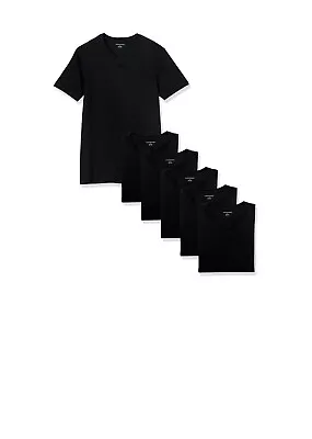 Buy 6pack Size L Men’s V-neck T-shirt Amazon Essentials Undershirt Black • 11£