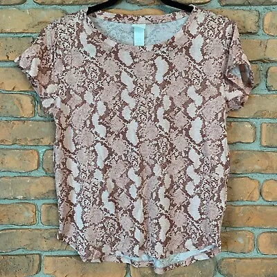 Buy H&M Basics Snakeskin Print Crewneck Short Sleeve T-Shirt Brown - Size XS • 9.47£