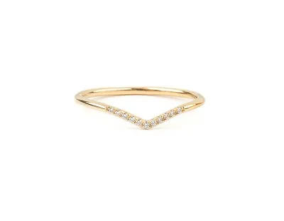 Buy Diamond Chevron Ring In Solid Gold 9k, 14k, 18k, Dainty Diamond V-Ring Band • 180.76£