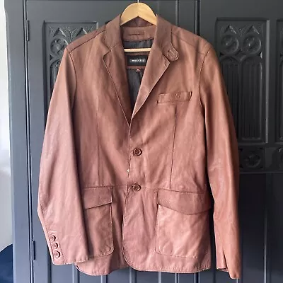 Buy Mens Retro Tan Leather Jacket Size Medium Bnwt  • 49.99£