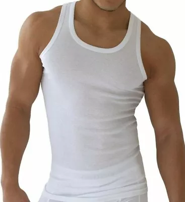 Buy  Mens Vests Sleeveless 100% Cotton Summer Tank Top Gym Pack Plain 3 & 6 PACK • 6.95£