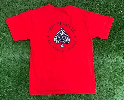 Buy Red Bally's Casino La Vegas Ace Of Spades Back Print Poker T Shirt Size Medium • 11.99£