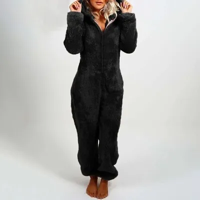 Buy New Teddy Fleece 1Onesie Jumpsuit Hoodie Adults Zip Sleep Pyjamas Warm Nightwear • 20.79£