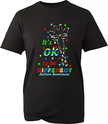 Buy Autism Awareness T-Shirt It's Okay To Be Different Giraffe Rainbow Colours Gifts • 10.99£