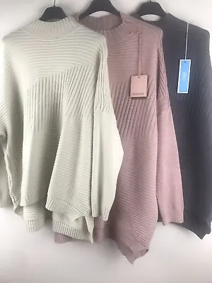 Buy New Billi Soft Oversized Ribbed Jumper Sweater Pullover Top Uk 10 - 14 Us 8 -10 • 39£